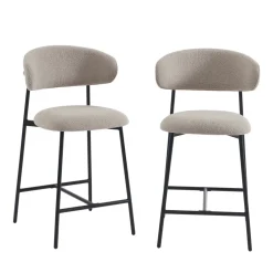Outlet No name MANEL Lot de 2 tabourets de bar en tissu et métal H66cm