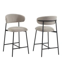 Outlet No name MANEL Lot de 2 tabourets de bar en tissu et métal H66cm