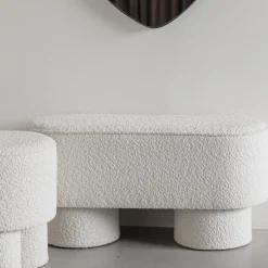 New No name MARCOS Banc arrondi en tissu bouclette L93cm