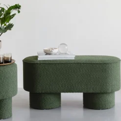 New No name MARCOS Banc arrondi en tissu bouclette L93cm