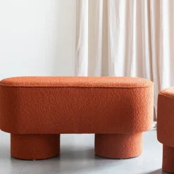 New No name MARCOS Banc arrondi en tissu bouclette L93cm