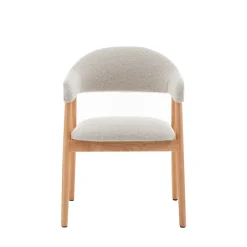 Sale Drawer MARINA Lot de 2 fauteuils de table en tissu bouclette et bois