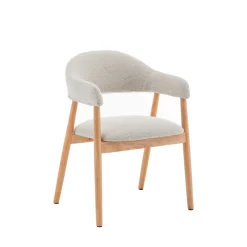 Sale Drawer MARINA Lot de 2 fauteuils de table en tissu bouclette et bois