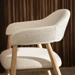 Sale Drawer MARINA Lot de 2 fauteuils de table en tissu bouclette et bois