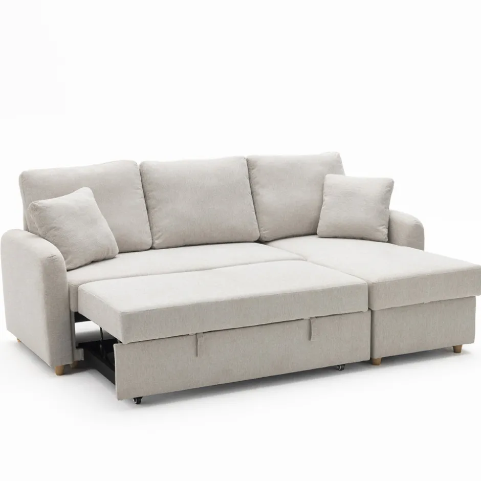Online Drawer MATERA Canapé d'angle réversible convertible 3 places en tissu avec coffre