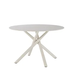 Drawer MATTHEO Table à manger 4 personnes ronde effet travertin et métal ø120cm