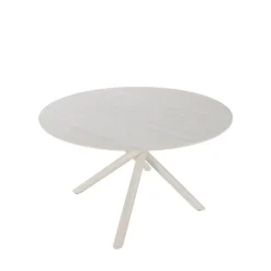 Drawer MATTHEO Table à manger 4 personnes ronde effet travertin et métal ø120cm