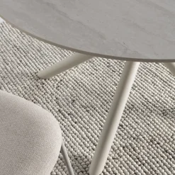 Drawer MATTHEO Table à manger 4 personnes ronde effet travertin et métal ø120cm