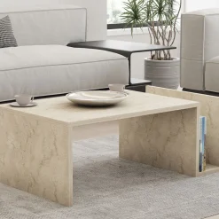 Discount Drawer MAX Table basse avec porte magazines effet travertin