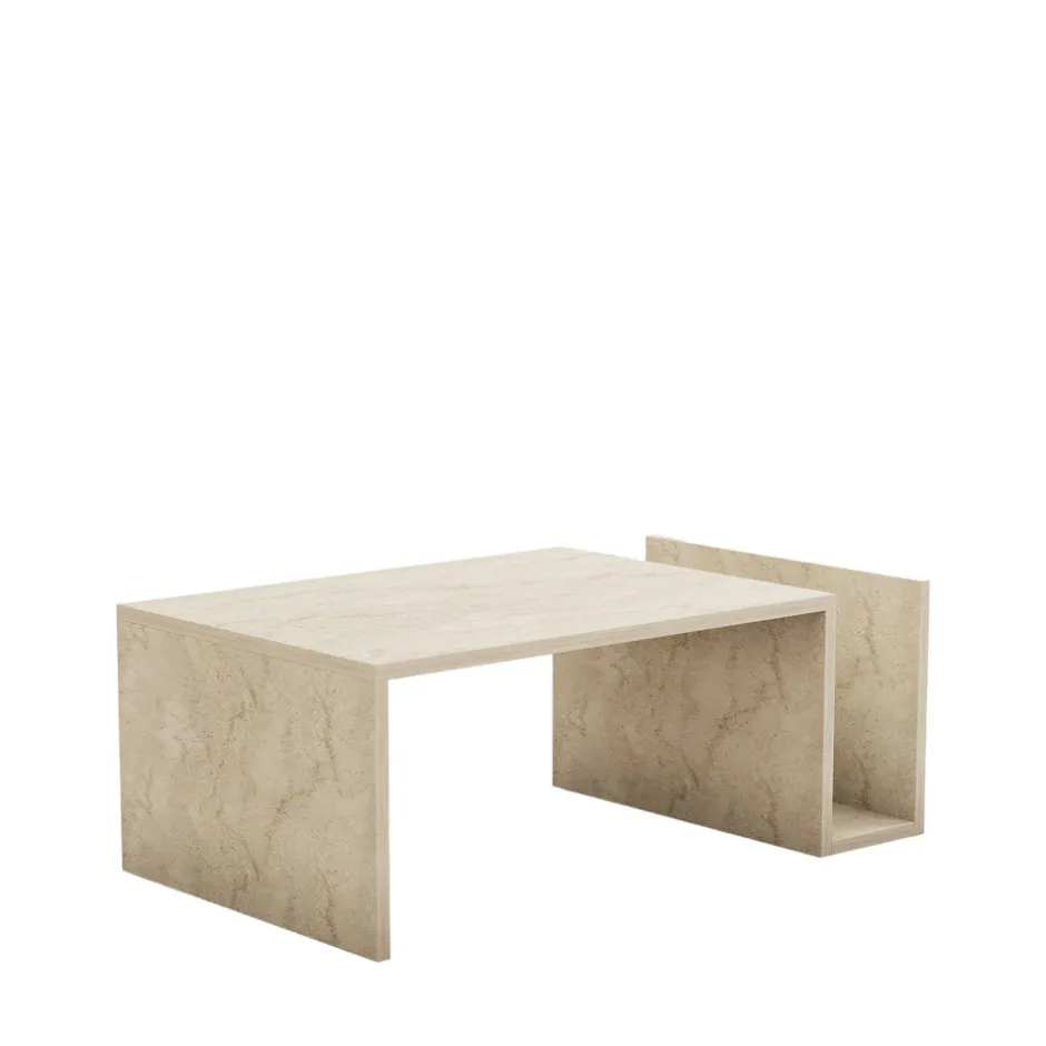 Discount Drawer MAX Table basse avec porte magazines effet travertin