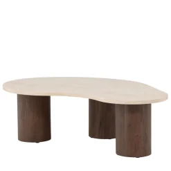 Venture Home MEGG Table basse organique effet travertin et bois 130x78cm