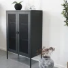 Discount House Nordic MELBOURNE Vaisselier en métal avec portes grillagées