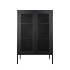 Discount House Nordic MELBOURNE Vaisselier en métal avec portes grillagées