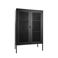 Discount House Nordic MELBOURNE Vaisselier en métal avec portes grillagées