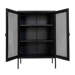 Discount House Nordic MELBOURNE Vaisselier en métal avec portes grillagées