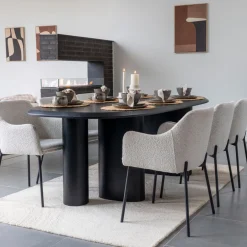 Sale House Nordic MELILLA Lot de 2 fauteuils de table en tissu bouclette et métal