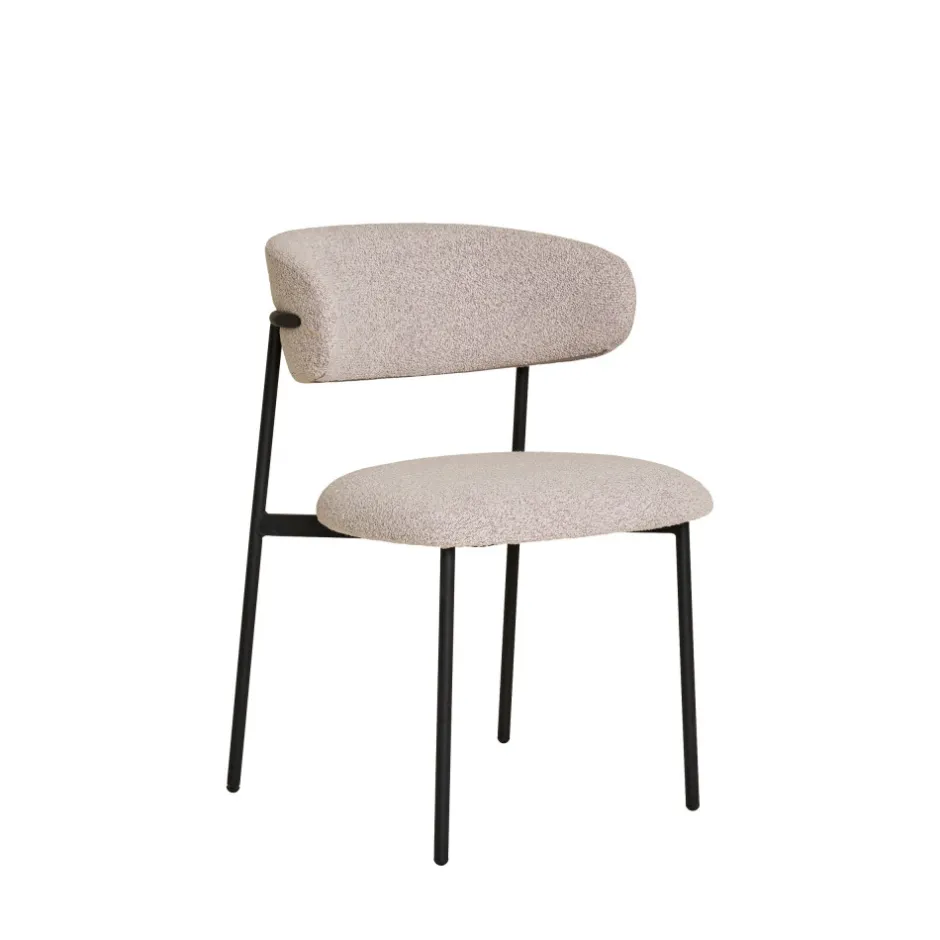 New House Nordic MIRA Lot de 2 chaises en tissu bouclette et métal