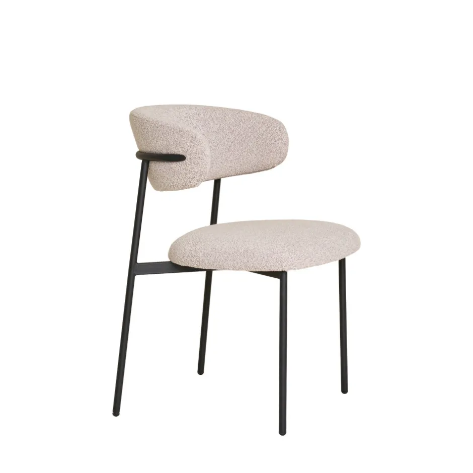New House Nordic MIRA Lot de 2 chaises en tissu bouclette et métal