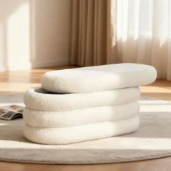 Sale Drawer MIRO Banc coffre en tissu bouclette L85cm
