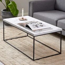 Online Drawer MIXO Table basse en effet marbre et métal 110x55cm