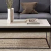 Clearance Drawer MIXO Table basse en effet travertin et métal 110x50cm