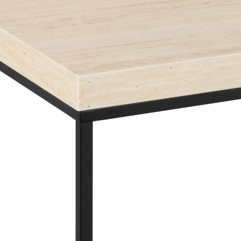 Clearance Drawer MIXO Table basse en effet travertin et métal 110x50cm