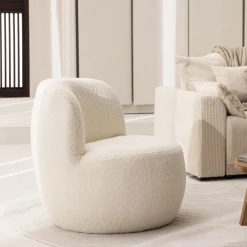 Outlet Drawer MO Fauteuil rond en tissu bouclette