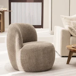 Outlet Drawer MO Fauteuil rond en tissu bouclette