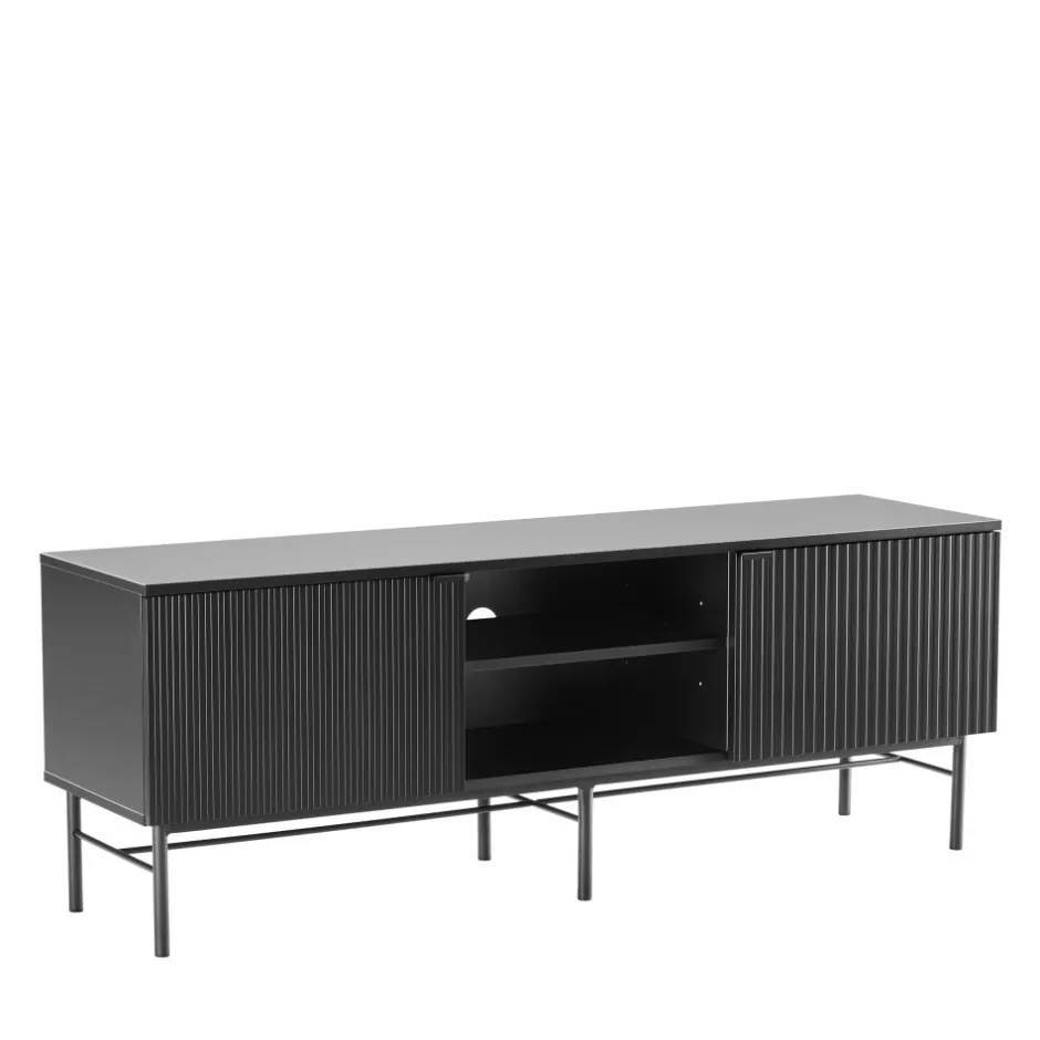 Online Drawer MOLLY Meuble tv 2 portes, 2 niches en bois et métal L150cm
