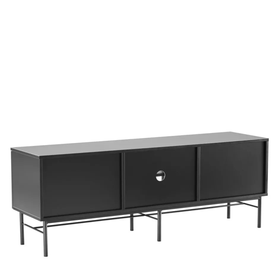 Online Drawer MOLLY Meuble tv 2 portes, 2 niches en bois et métal L150cm