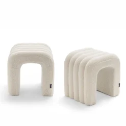 Discount Drawer MUI Lot de 2 tabourets rembourrés en tissu bouclette