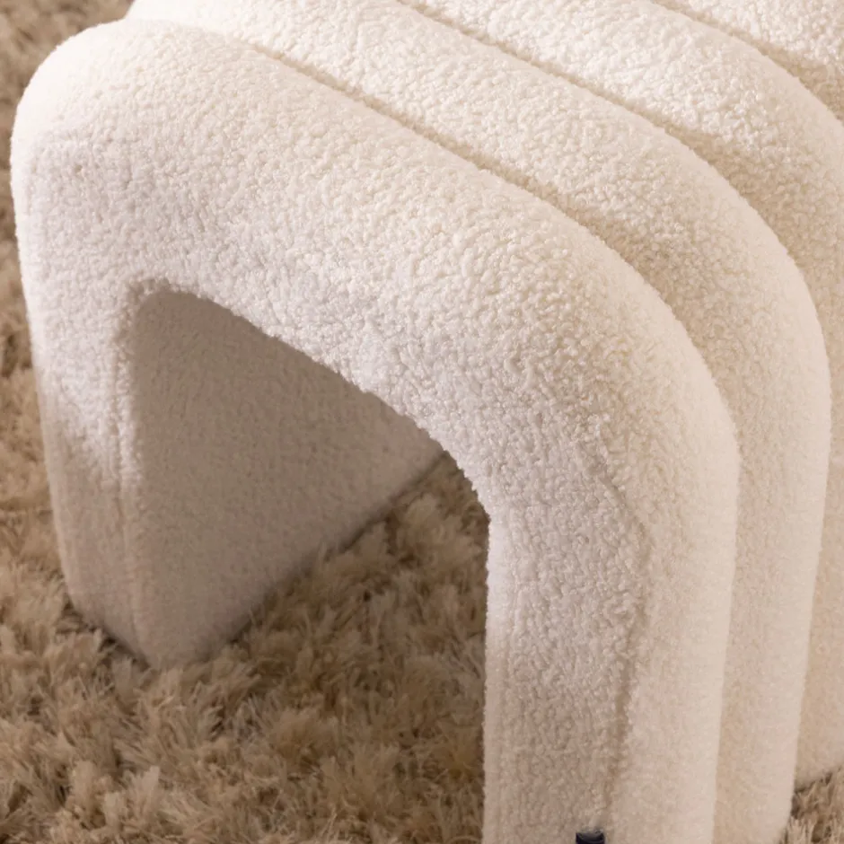 Discount Drawer MUI Lot de 2 tabourets rembourrés en tissu bouclette