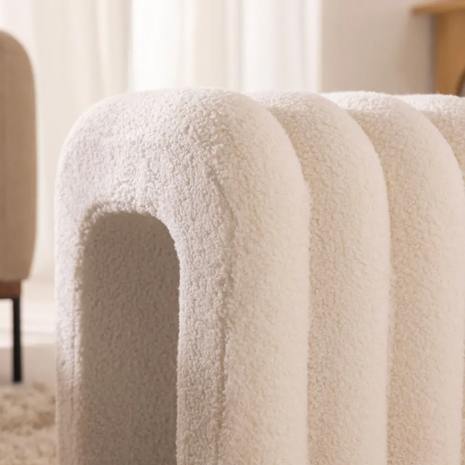 New Drawer MUI Tabouret rembourré en tissu bouclette