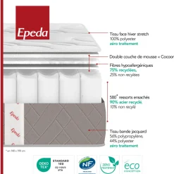 Outlet Ep\u00e9da MUSE 3 Matelas à ressorts, accueil équilibré