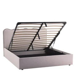 Discount Drawer NAGOYA Lit coffre en tissu avec tête de lit ondulée 160x200cm
