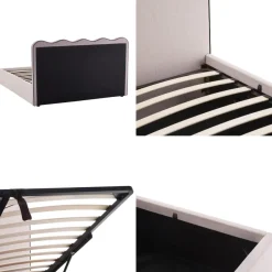 Discount Drawer NAGOYA Lit coffre en tissu avec tête de lit ondulée 160x200cm