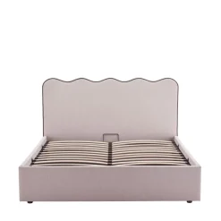 Hot Drawer NAGOYA Lit coffre en tissu avec tête de lit ondulée 140x190cm