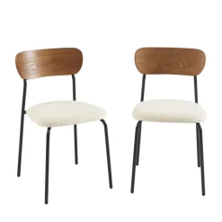 Online No name NALON Lot de 2 chaises en tissu bouclette et métal