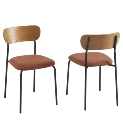 Online No name NALON Lot de 2 chaises en tissu bouclette et métal