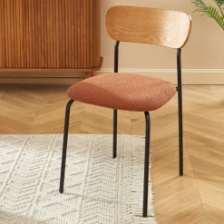 Online No name NALON Lot de 2 chaises en tissu bouclette et métal