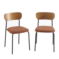 Online No name NALON Lot de 2 chaises en tissu bouclette et métal