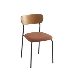 Online No name NALON Lot de 2 chaises en tissu bouclette et métal