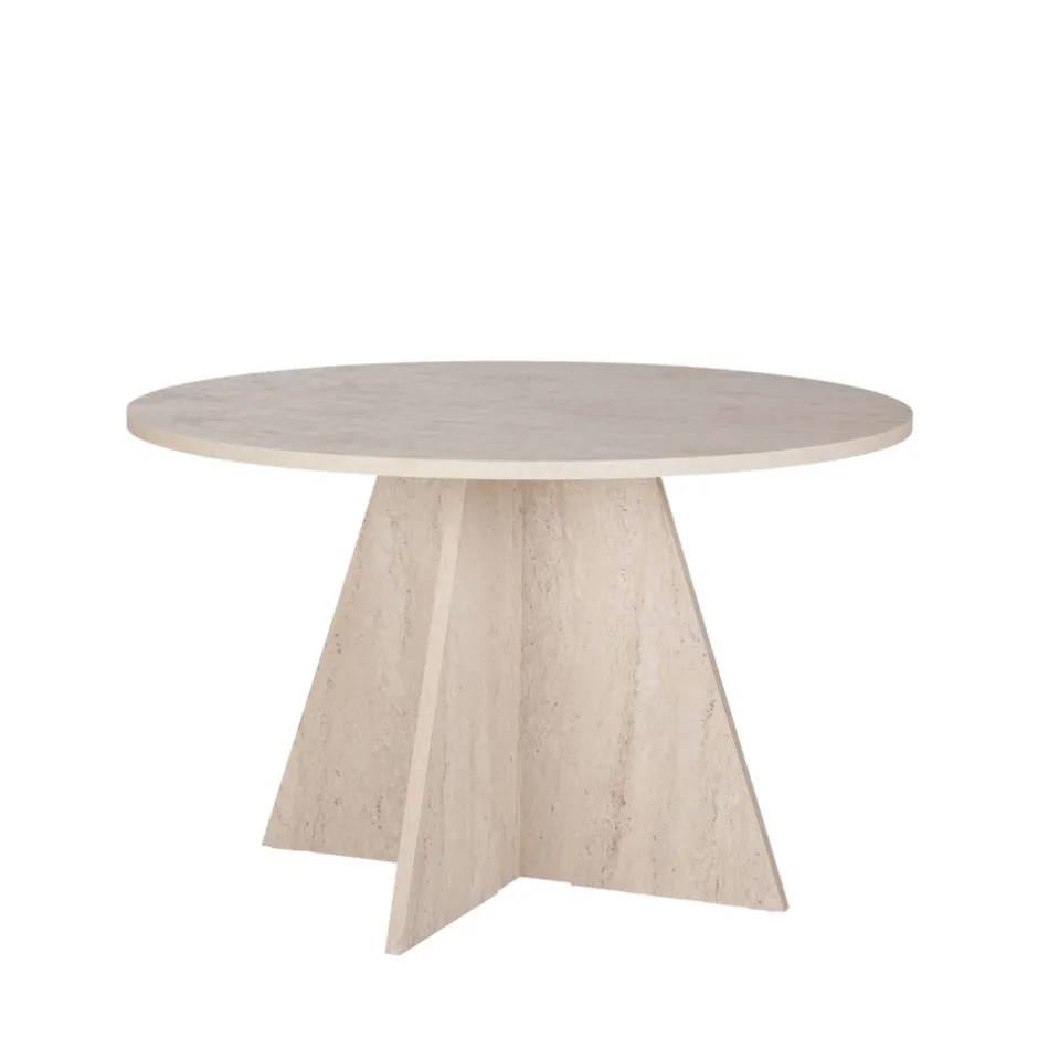 Sale Drawer NARO Table à manger 4 personnes ronde effet travertin
