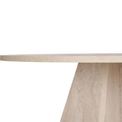 Sale Drawer NARO Table à manger 4 personnes ronde effet travertin