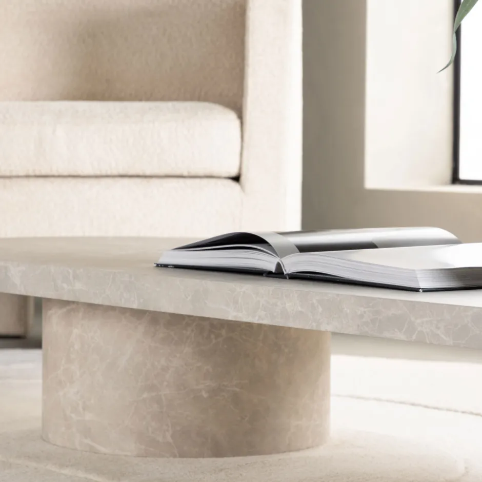 New Venture Home NARVIK Table basse ovale effet marbre 190x60cm