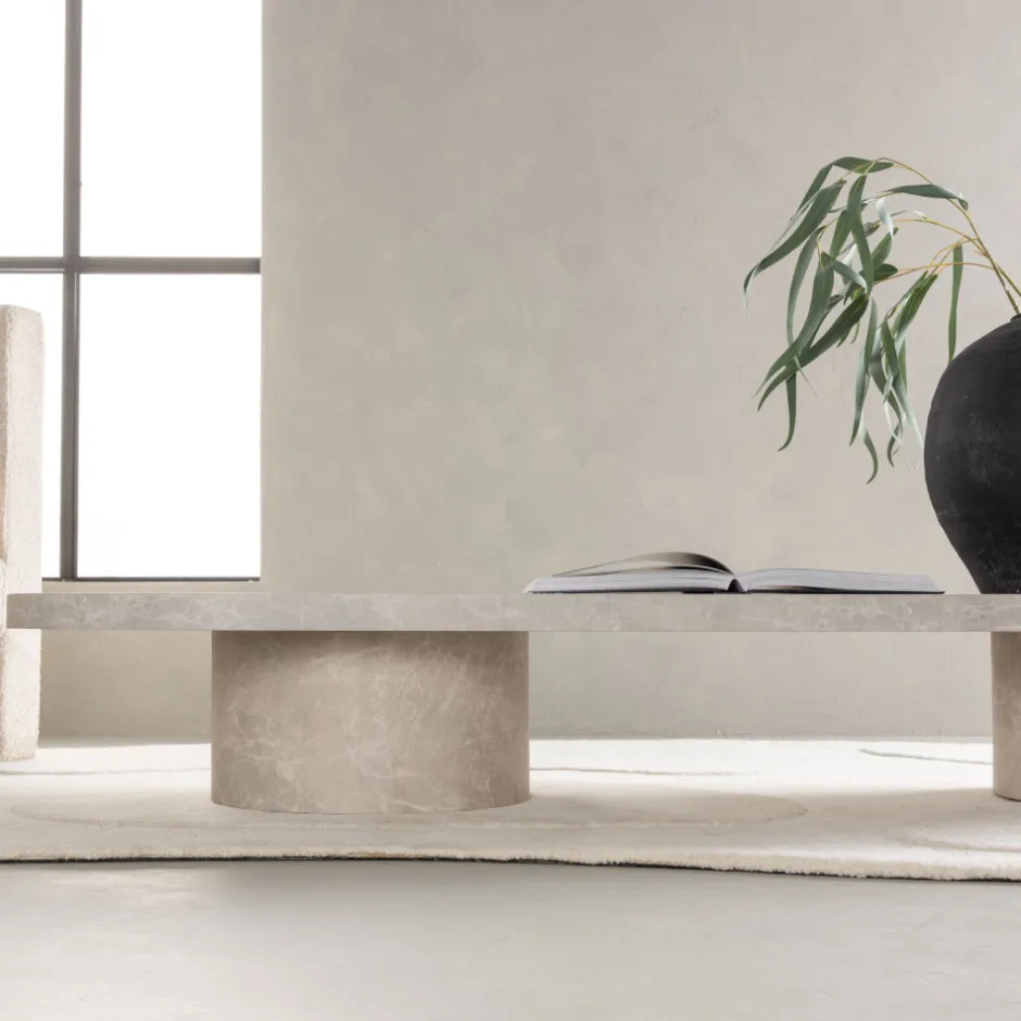 New Venture Home NARVIK Table basse ovale effet marbre 190x60cm