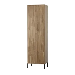 Clearance Woood NEW GRAVURE Colonne de rangement en bois 2 portes 1 tiroir H210cm