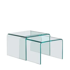 Clearance Drawer NIDO Lot de 2 tables basses gigognes en verre
