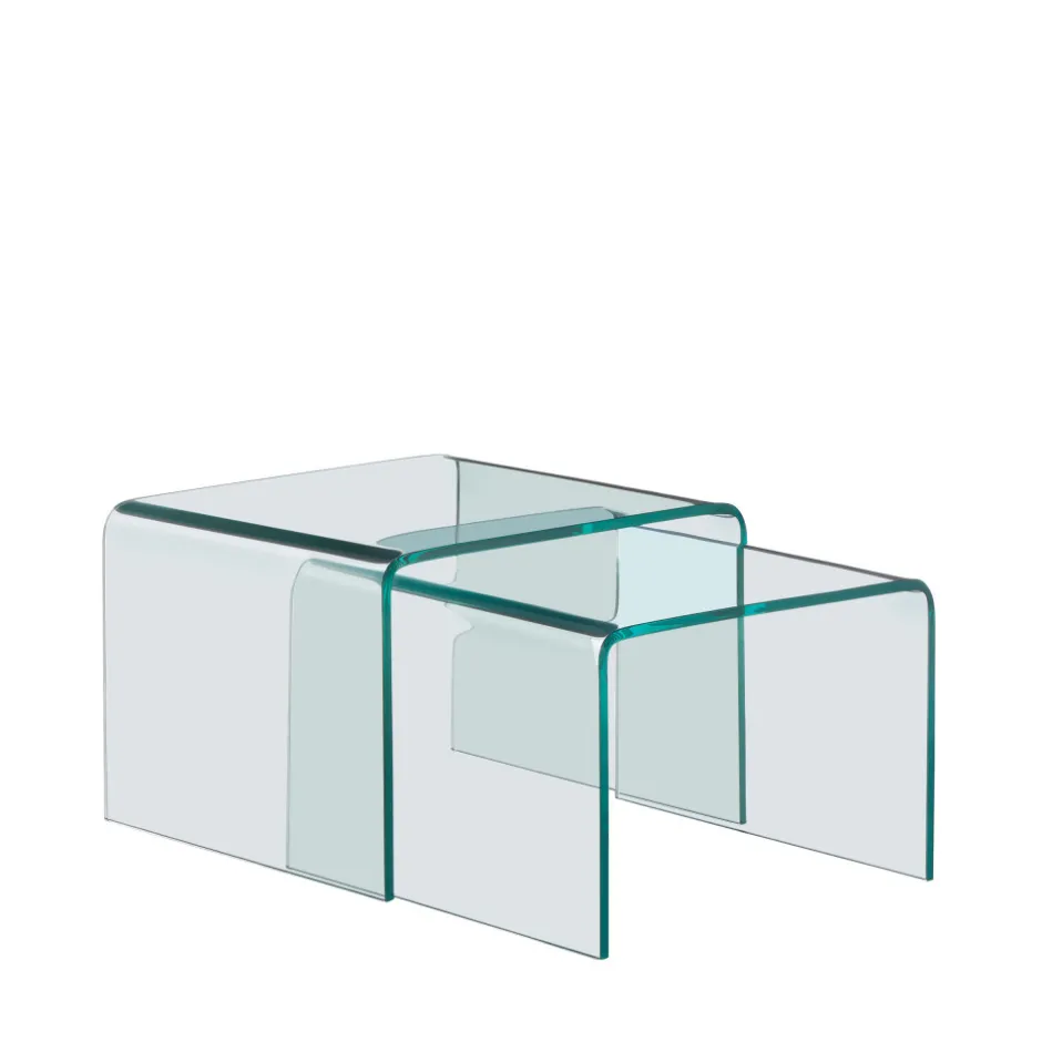 Clearance Drawer NIDO Lot de 2 tables basses gigognes en verre