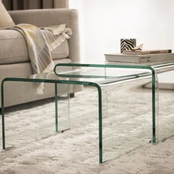 Clearance Drawer NIDO Lot de 2 tables basses gigognes en verre